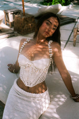 Prunelle crochet-knit top & skirt matching set