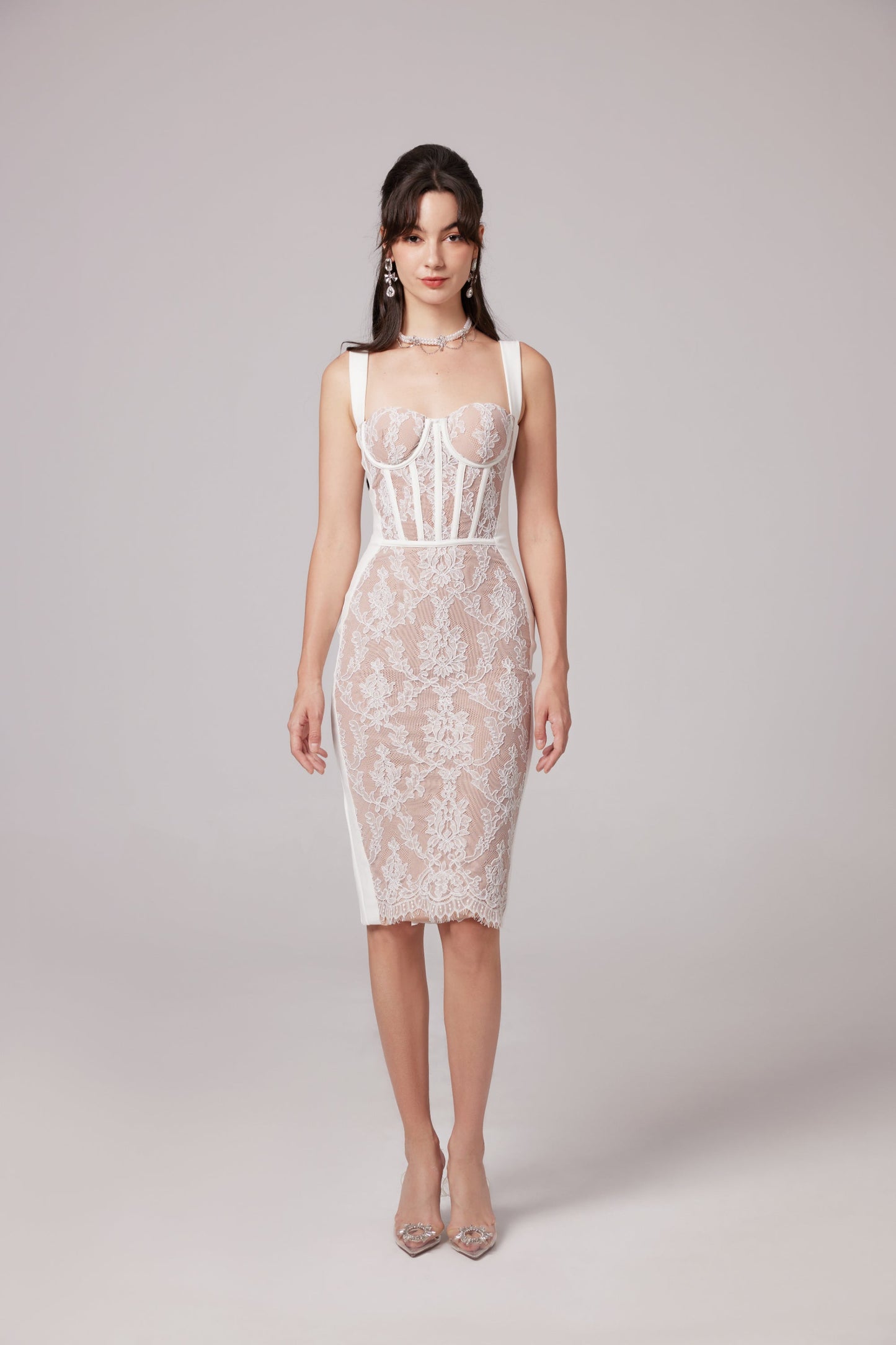 Titania bustier-style bandage midi dress