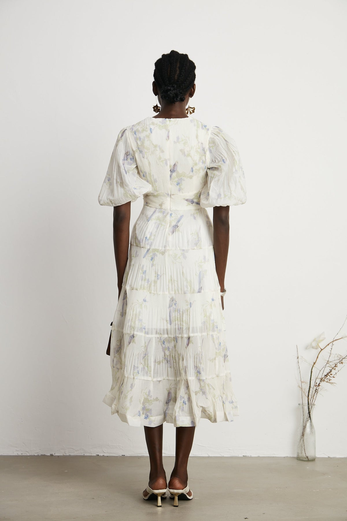 Ariane V-neck tiered-ruffled midi dress