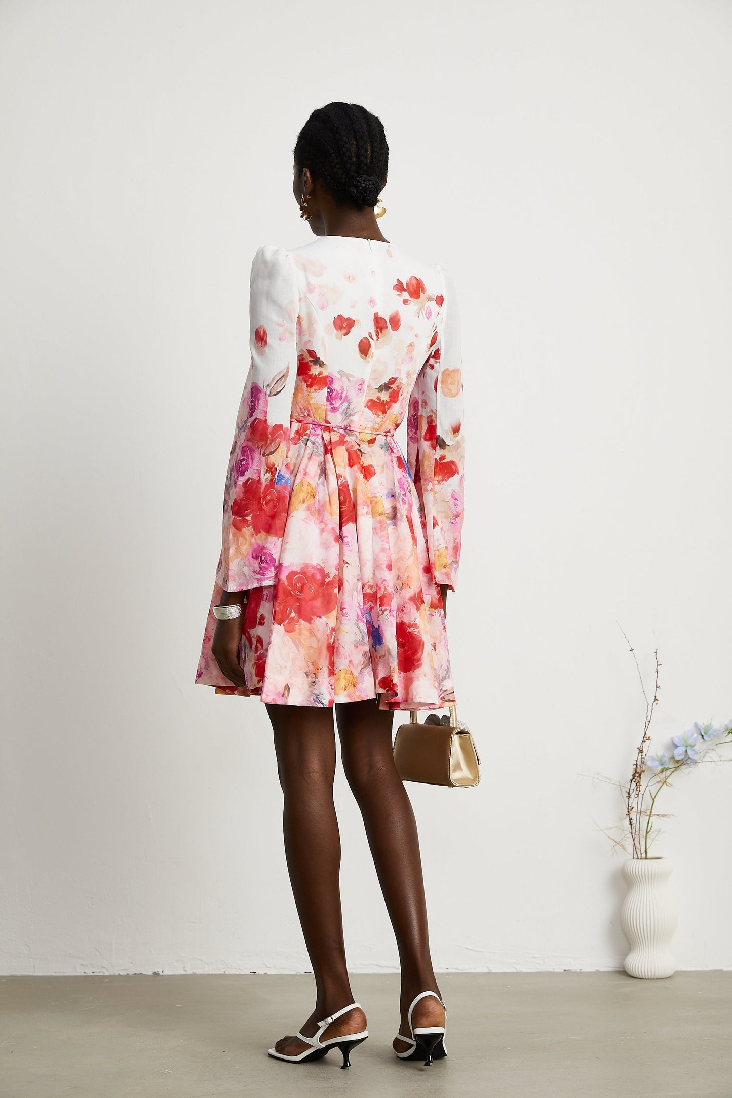 Lisette cinch-waist floral-print mini dress