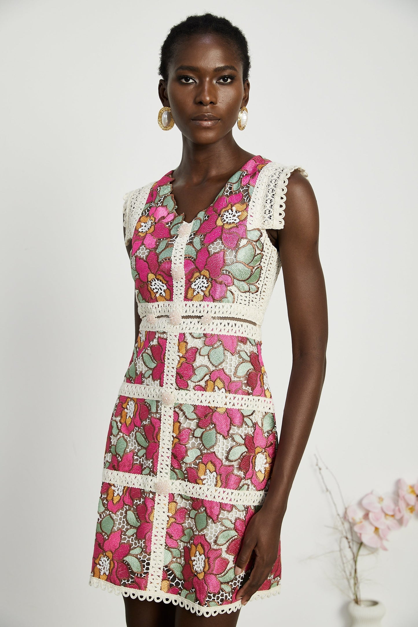 Nalini embroidered interwoven mini dress