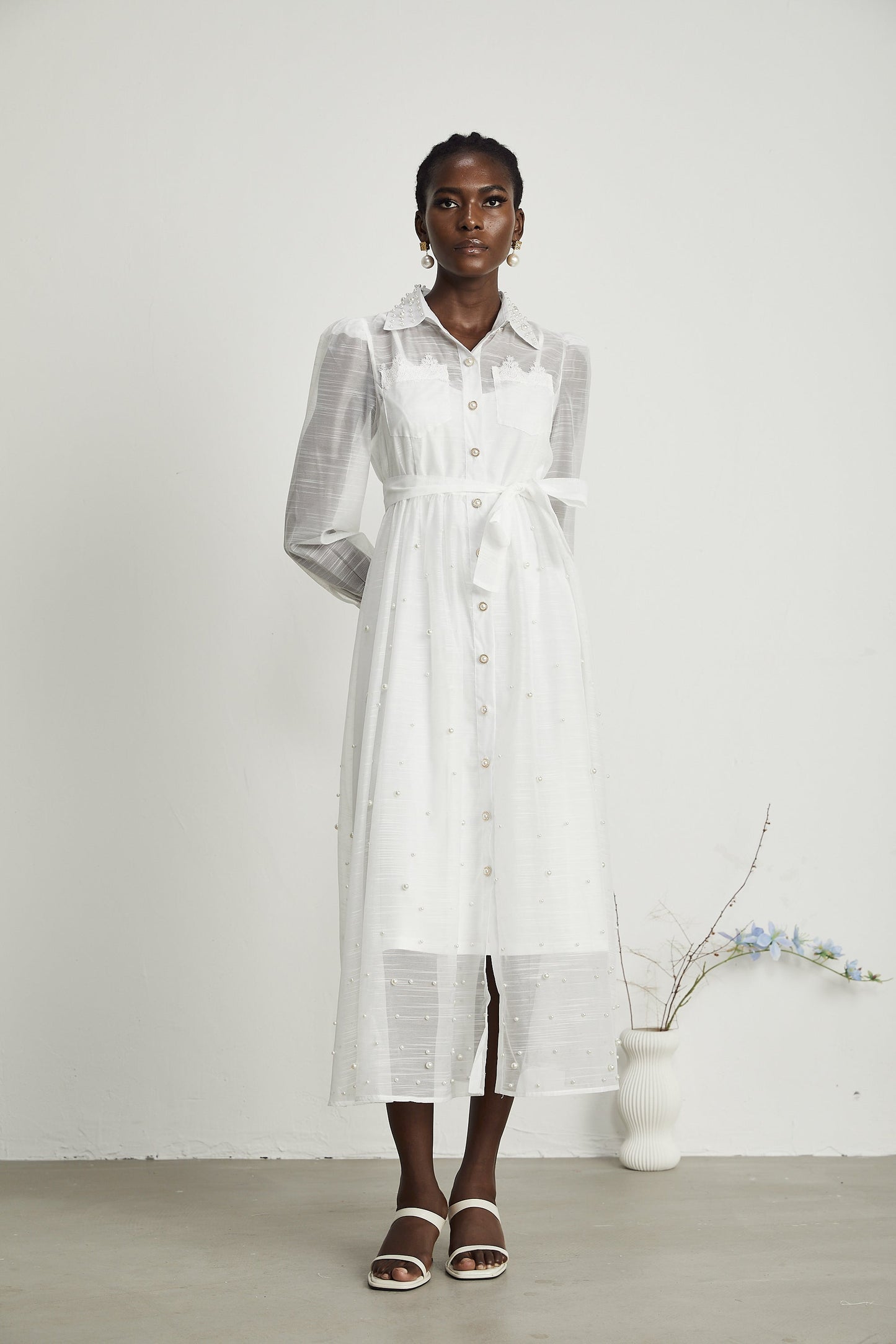 Bennett faux-pearl embellished midi dress
