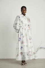Manon floral-print cut-out shirt & skirt matching set