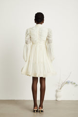 Thibaulte tuck-detail pleated tulle mini dress
