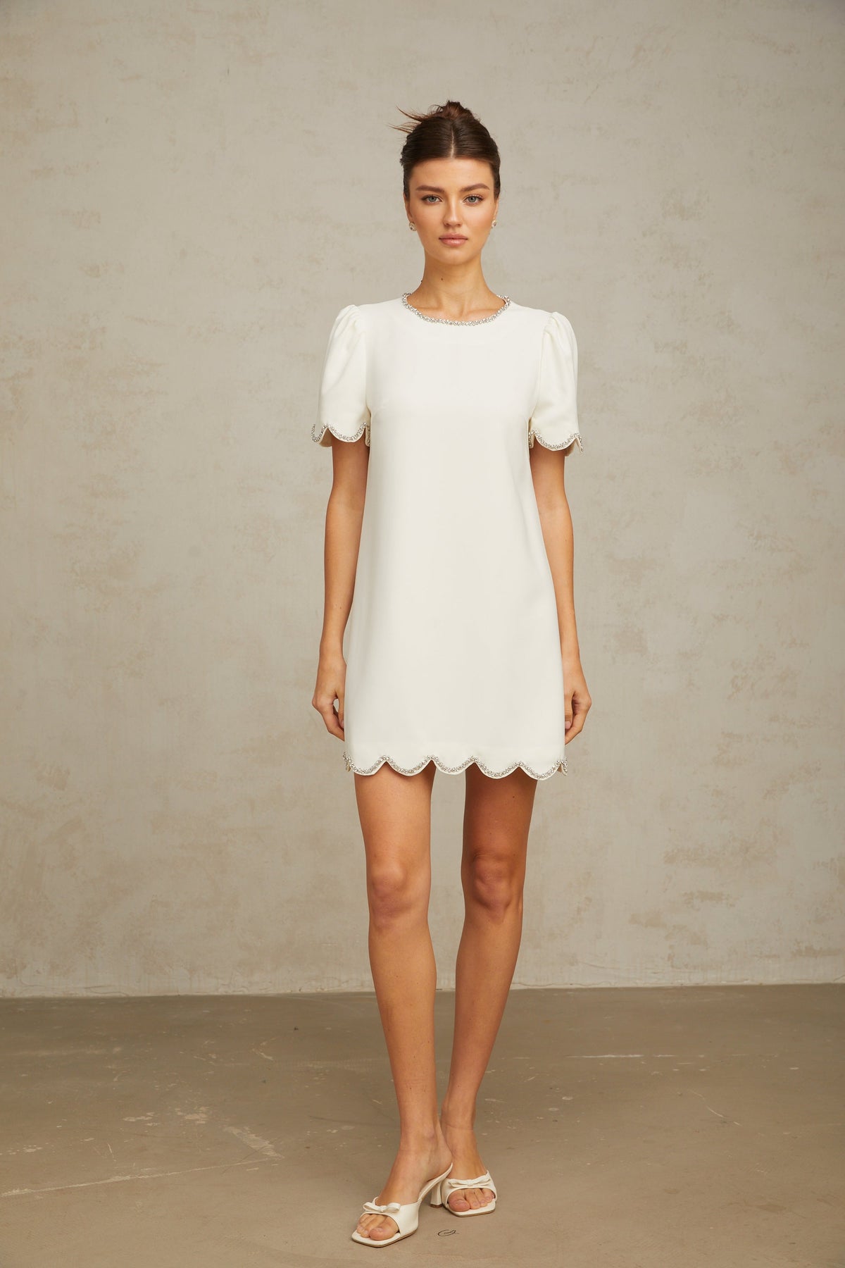 Bérénice white crystal-embellished mini dress