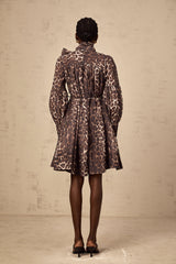 Xylène brown bowknot leopard-print mini dress