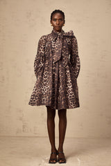 Xylène brown bowknot leopard-print mini dress