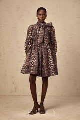Xylène brown bowknot leopard-print mini dress