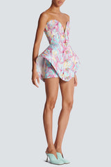 Datia Print Bustier Strapless Mini Dress