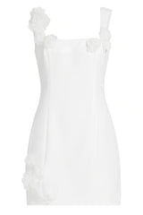 Dilanne Floral Appliqué Mini Dress - White