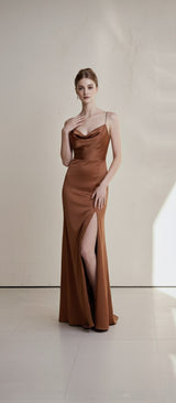Silk Backless Slit Dress