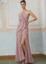 Ruffled Halter Chiffon Maxi Dress