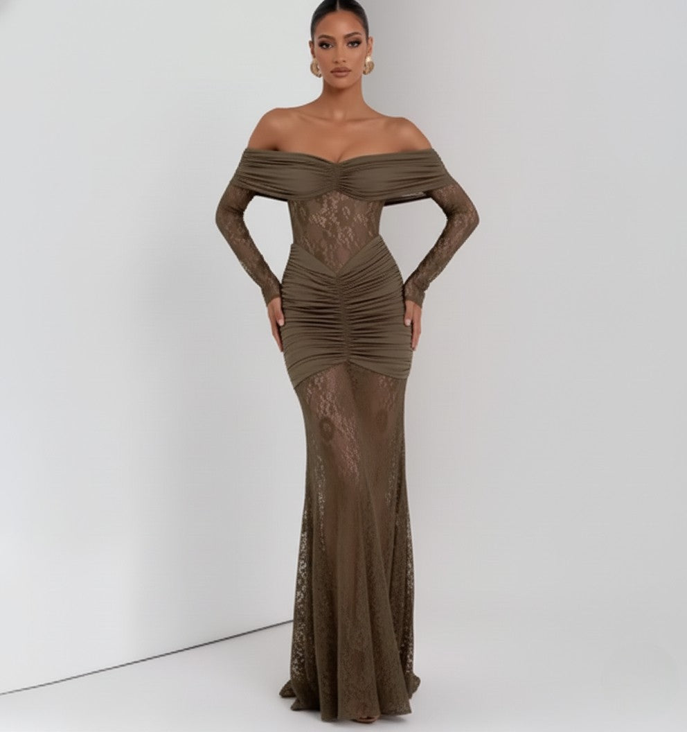 Lace Off-Shoulder Maxi Gown