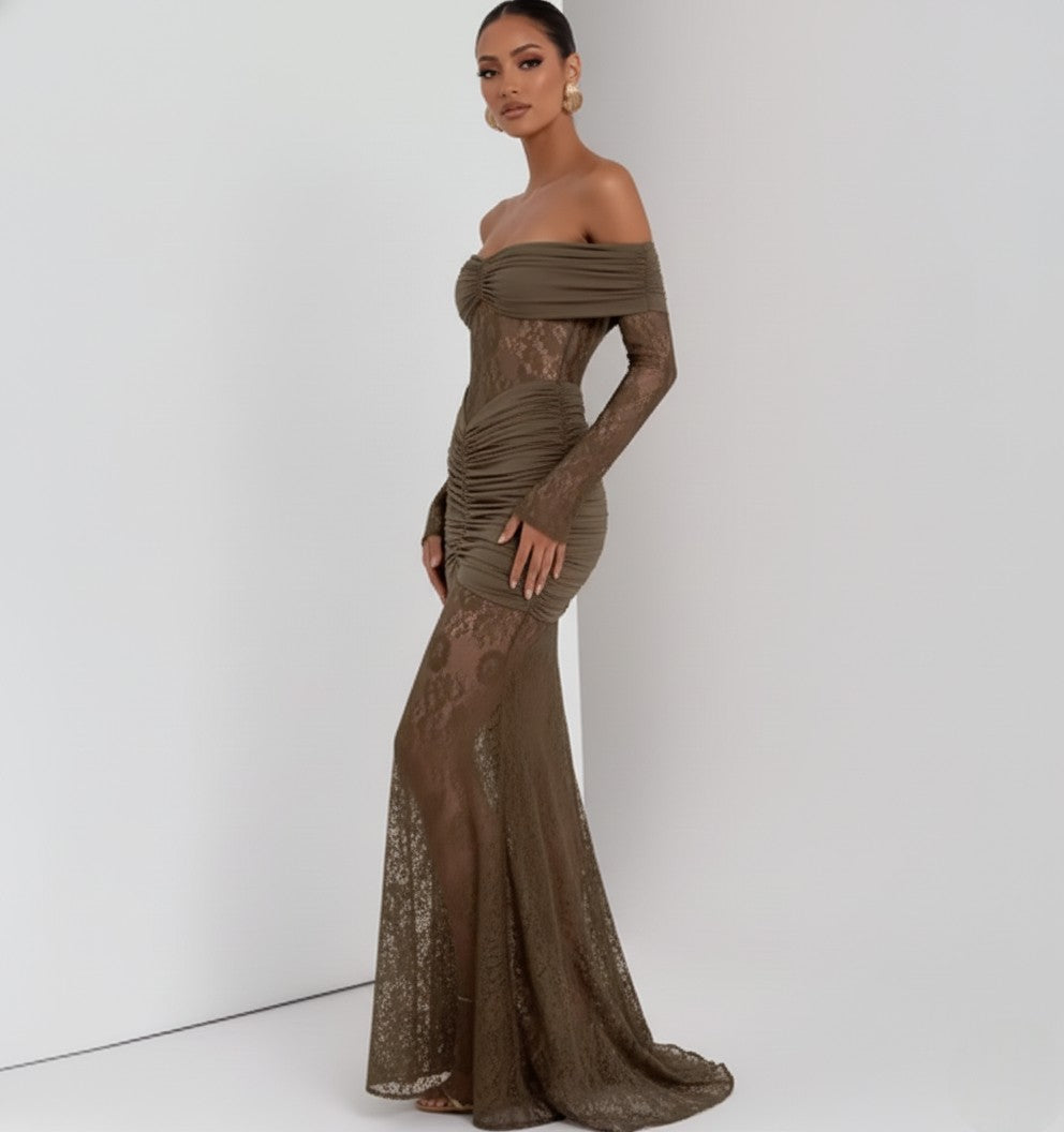 Lace Off-Shoulder Maxi Gown
