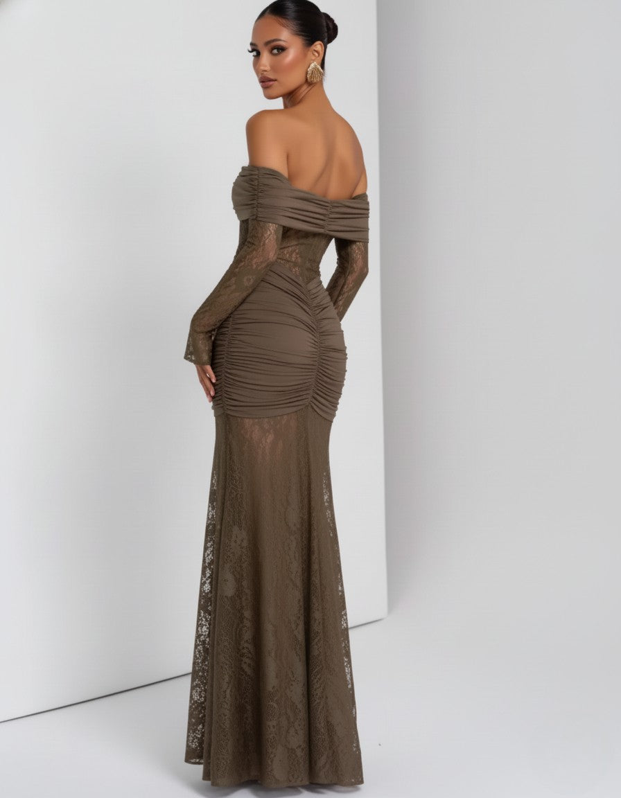 Lace Off-Shoulder Maxi Gown