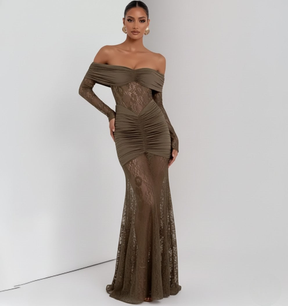 Lace Off-Shoulder Maxi Gown
