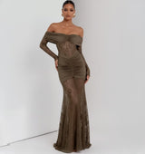 Lace Off-Shoulder Maxi Gown