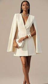 Cape Blazer V-Neck Mini Dress