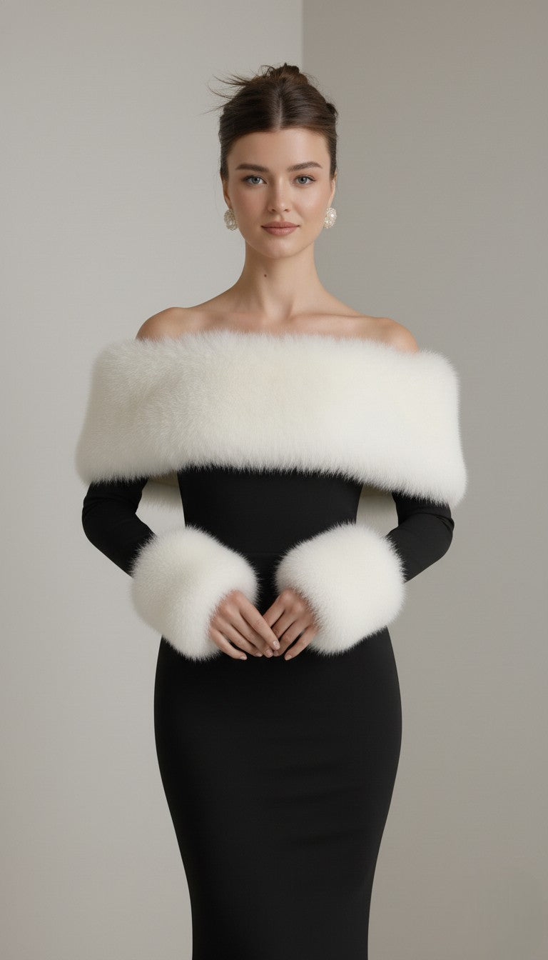 Evelyn Winter Faux-Fur Patchwork Maxi Dress