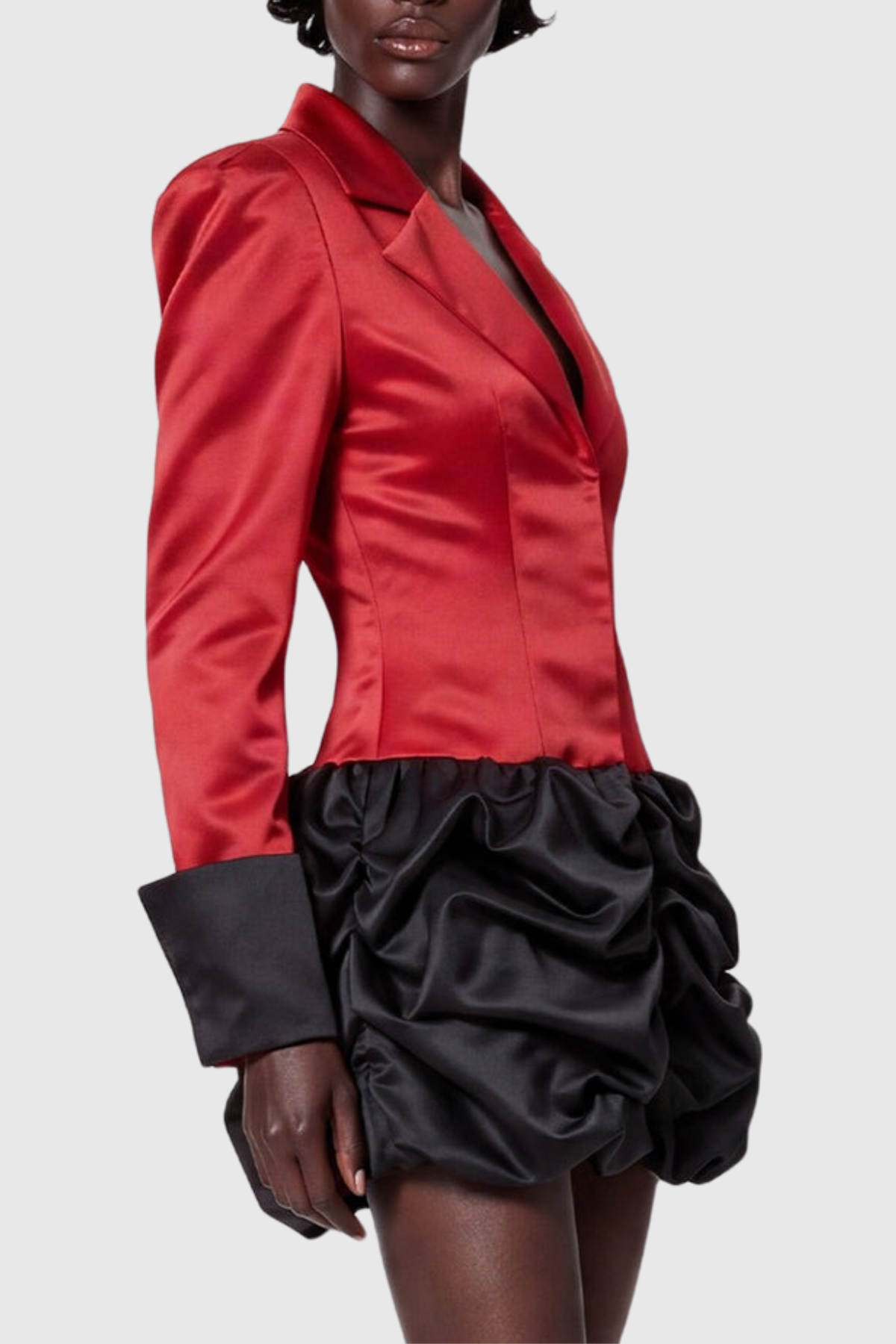 Ropefa Satin Contrast Mini Blazer Dress