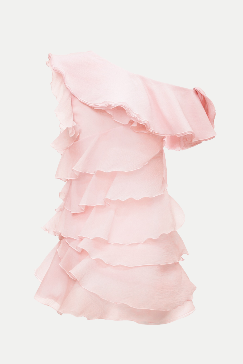 Shelyn Flower One Shoulder Ruffle Mini Dress - Pink