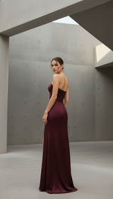 Fashionable Deep V-neck Satin Dress