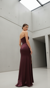 Fashionable Deep V-neck Satin Dress