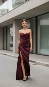 Fashionable Deep V-neck Satin Dress