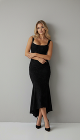 Black Jacquard Corset Maxi Dress
