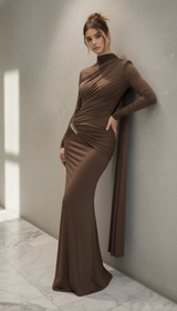 Elegant Irregular Pleated Maxi Dress for Women