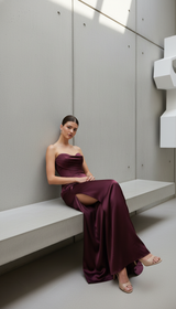 Fashionable Deep V-neck Satin Dress