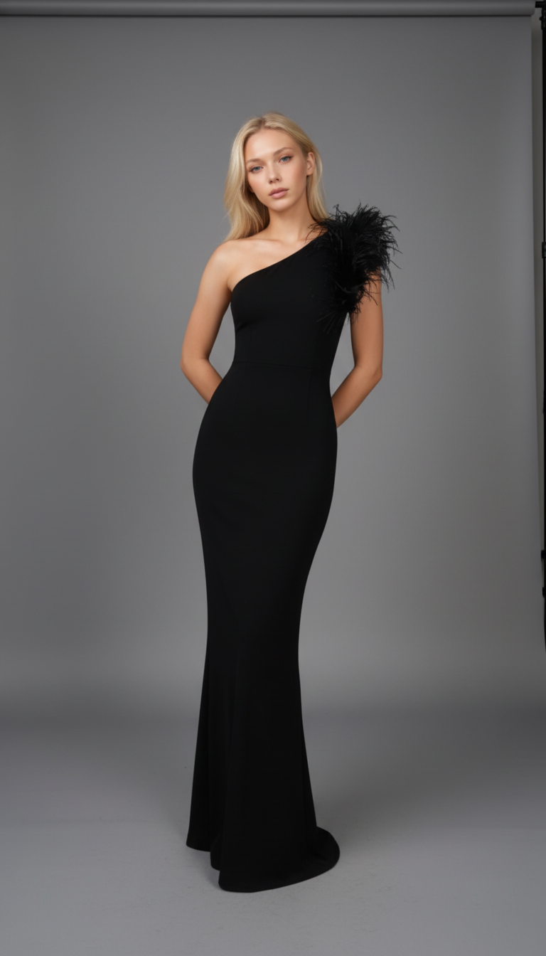 Dulzura One-Shoulder Black Maxi Dress