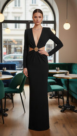 Kliou Waistless V-neck Maxi Dress