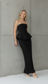Maison Celie Black Sculpted Peplum Gown