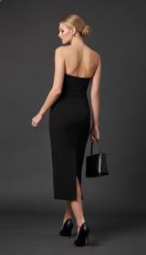Maison Celie Noir Diamanté Contour Midi Dress