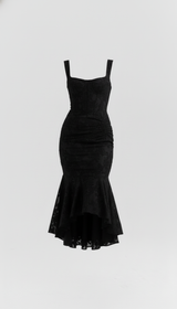 Black Jacquard Corset Maxi Dress