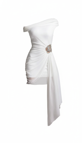 Selene One Shoulder Sleeveless Flowers Diamond Bandage Mini Dress