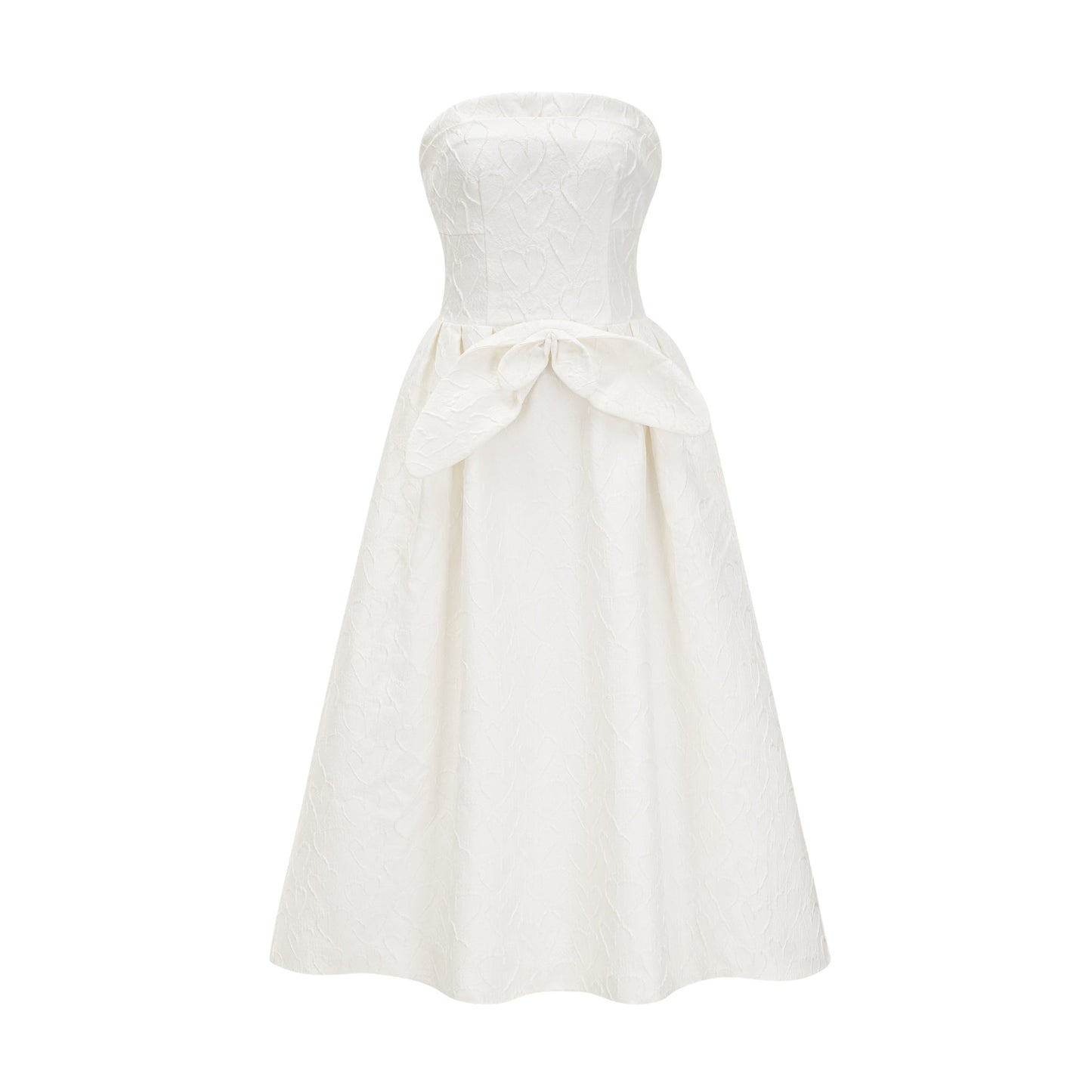 Ingrid white bowknot embroidered midi dress