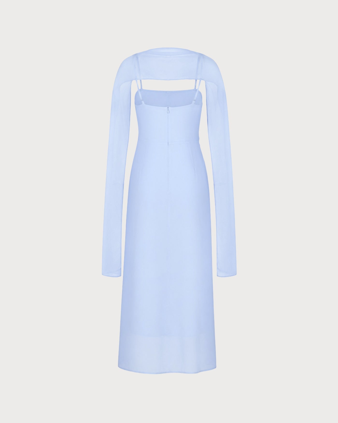 Blue Cowl Neck Strap Chiffon Maxi Dress