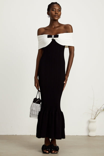 Éliane bow-detail ribbed maxi dress