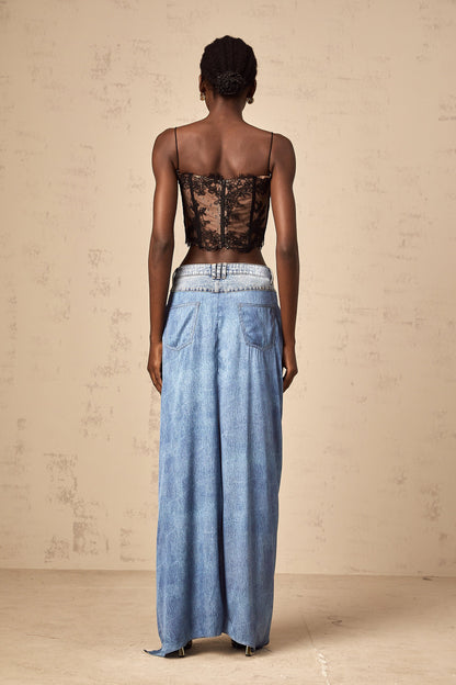 Ysabella blue layered denim jeans
