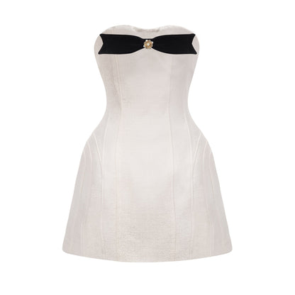 Araminta bow-detail off-shoulder mini dress