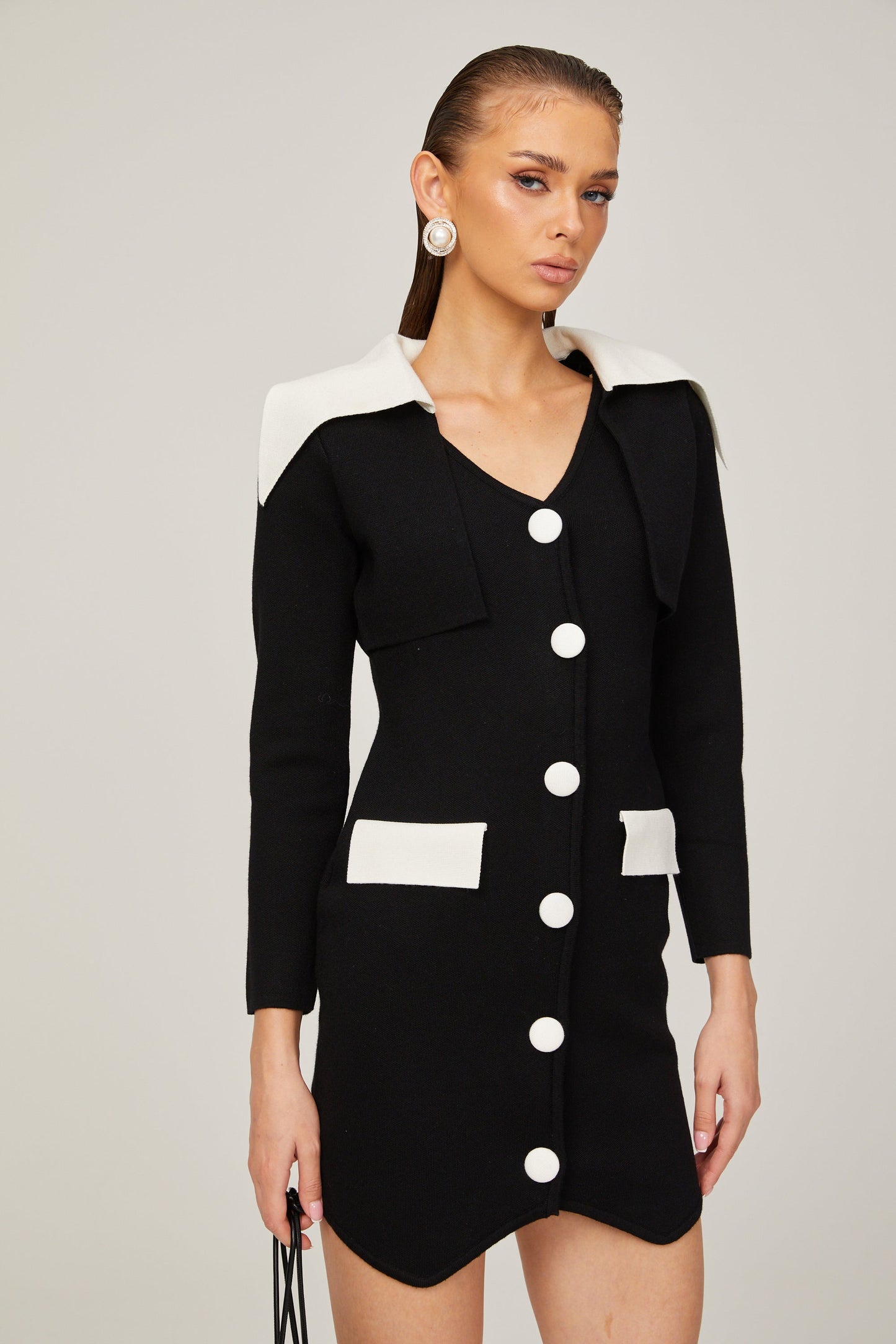 Enora black contrast-color mini dress