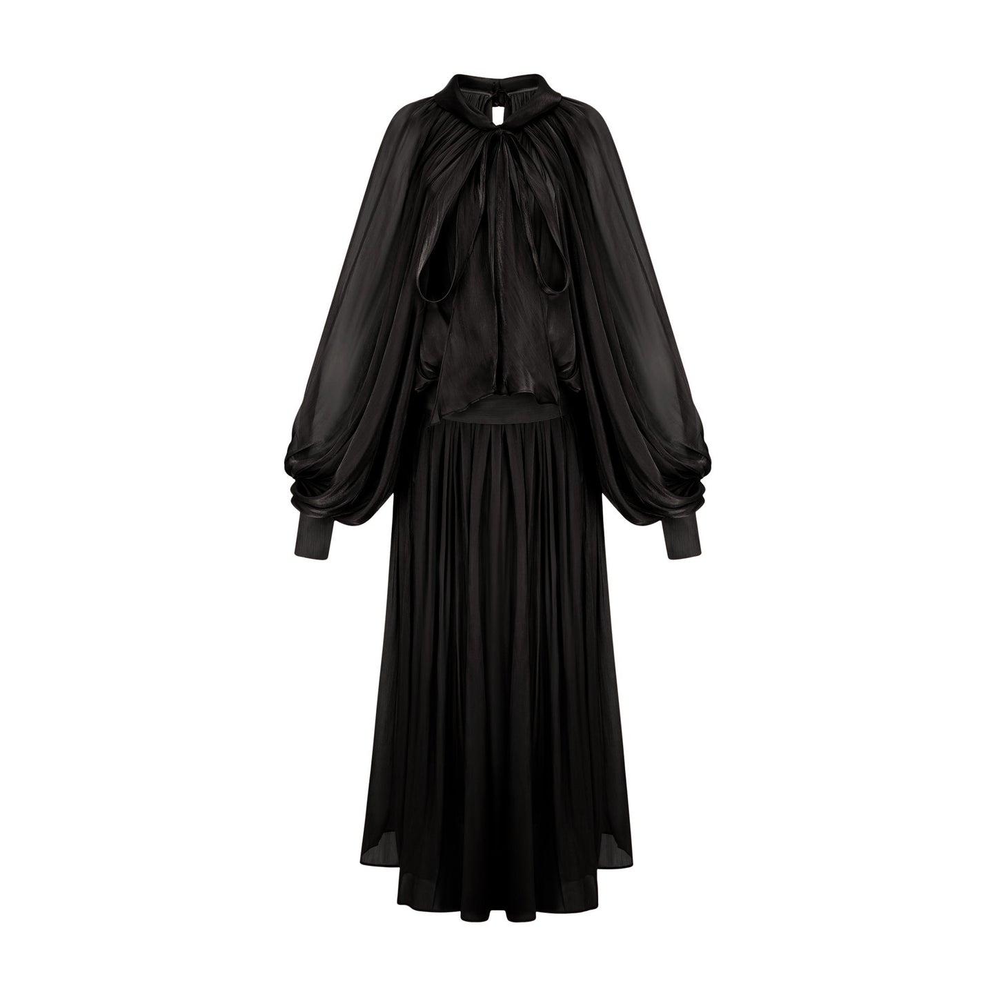 Mila pleated satin maxi dress in Black