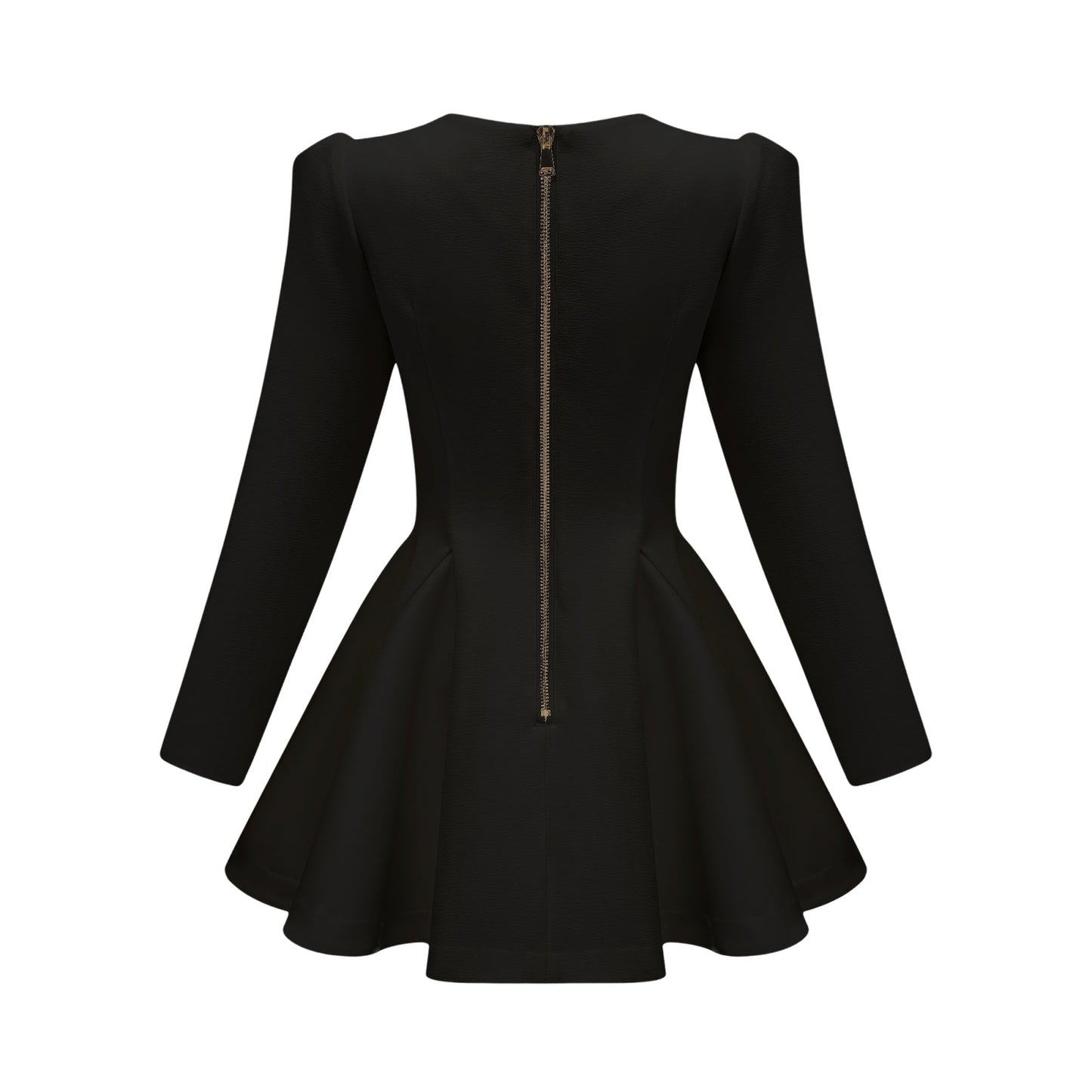 Élise pleated peplum-hem blazer dress in Black