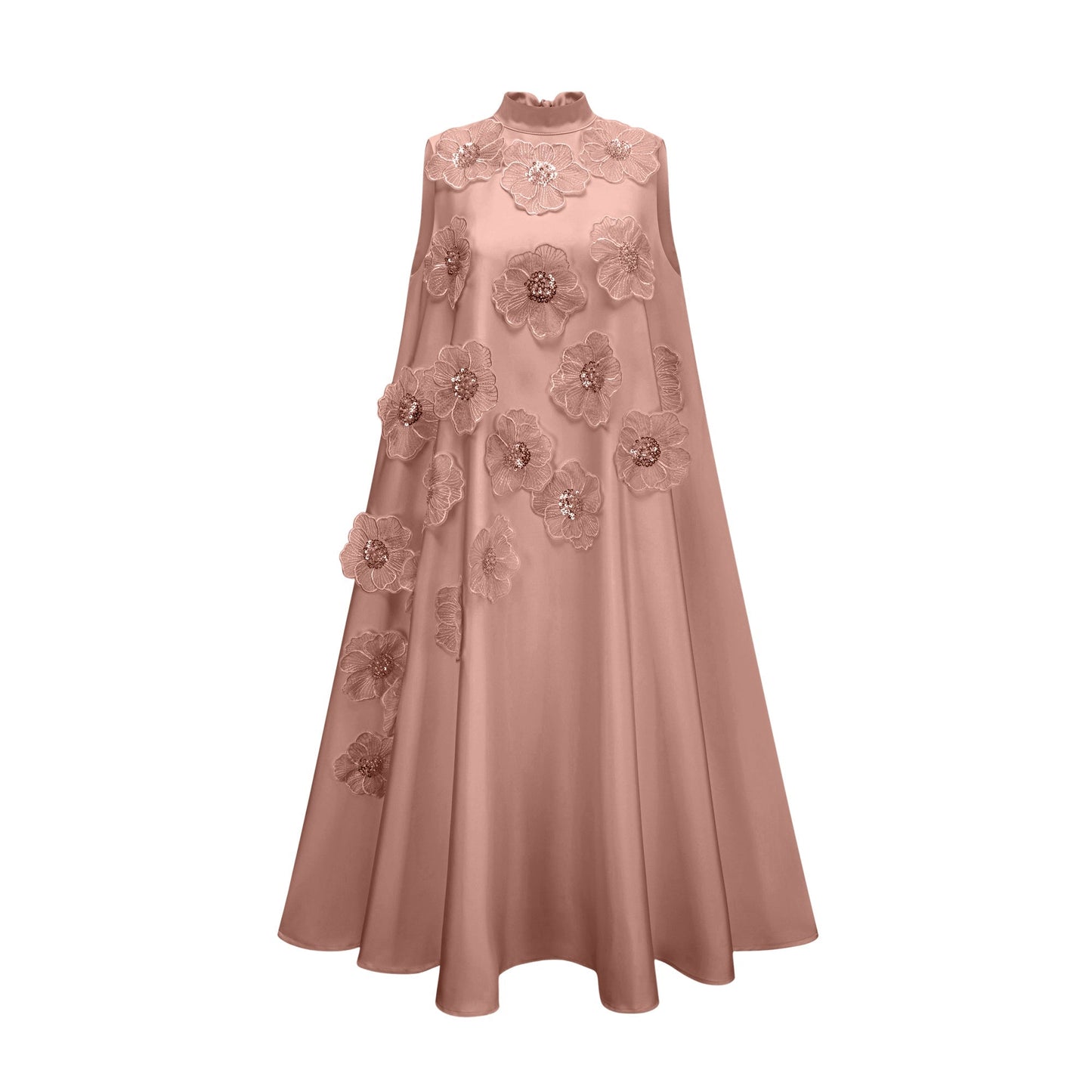 Émilie sleeveless floral-applique midi dress in Pink