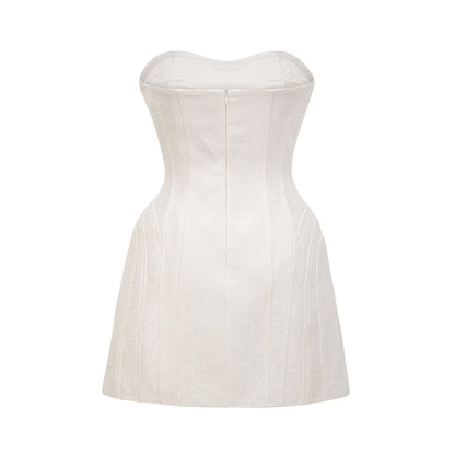 Araminta bow-detail off-shoulder mini dress