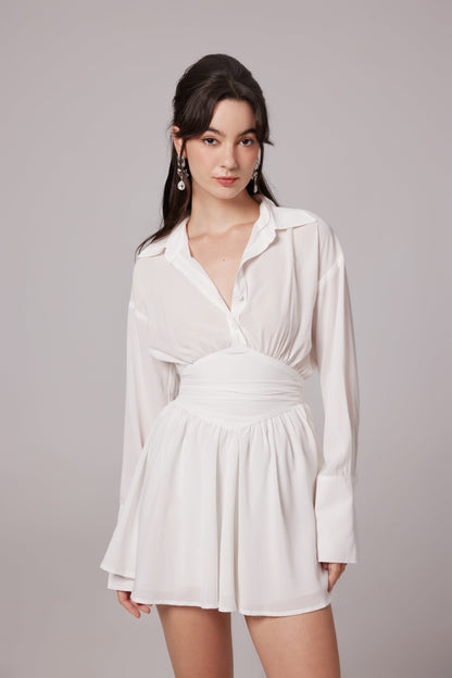 Snow White ruched mini shirt dress