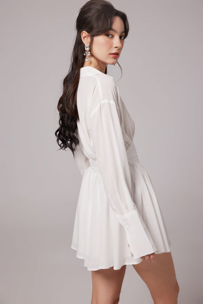 Snow White ruched mini shirt dress