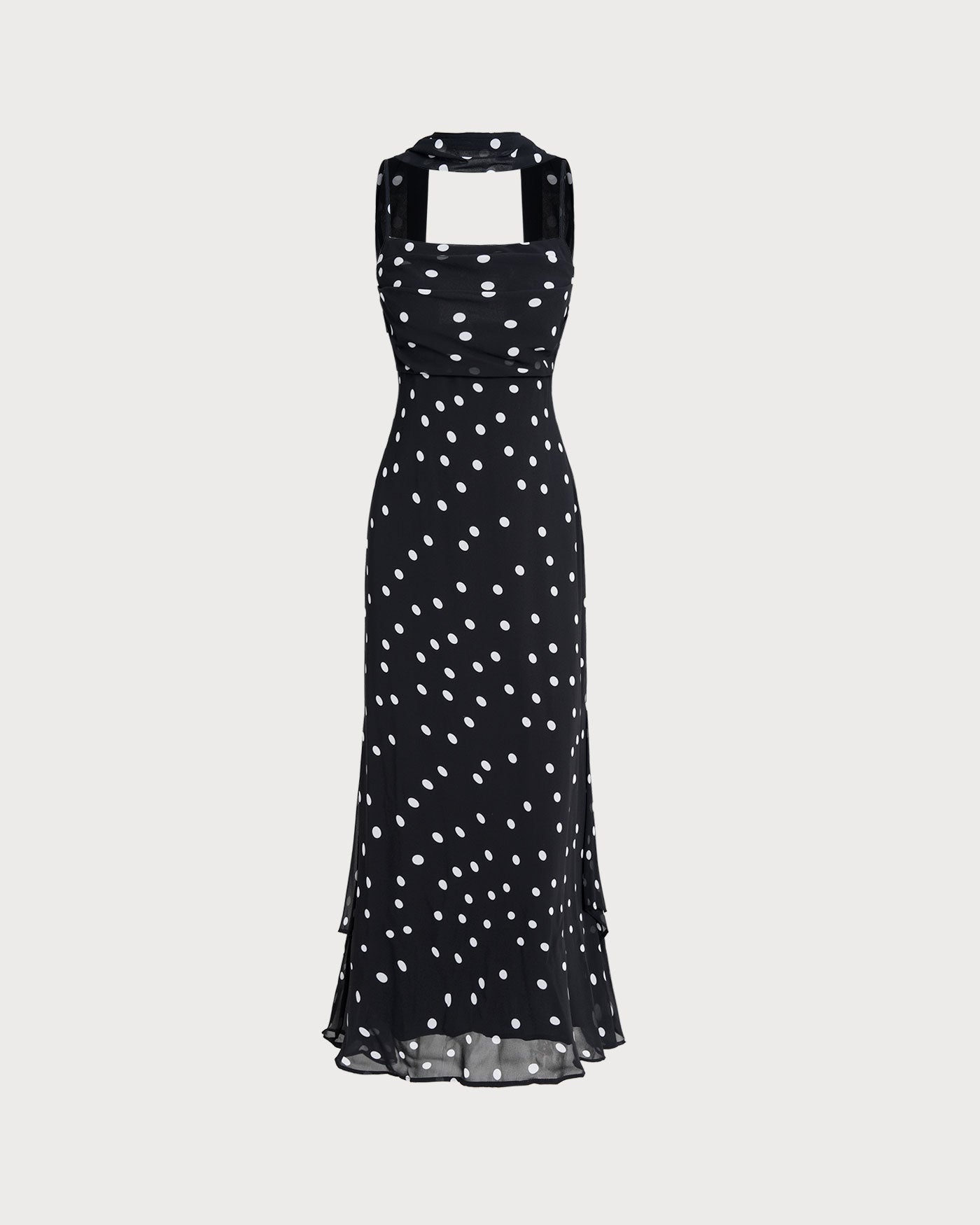 Black Polka Dot Slip Maxi Dress